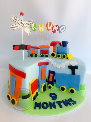9 months Train themed birthday cake