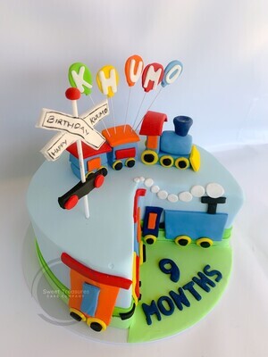 9 months Train themed birthday cake