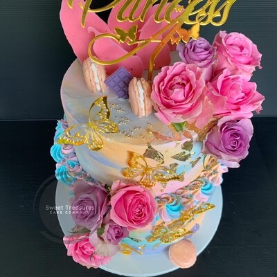 Butterfly buttercream 2 tier cake