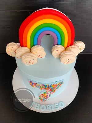 Rainbow macaron Single tier cake