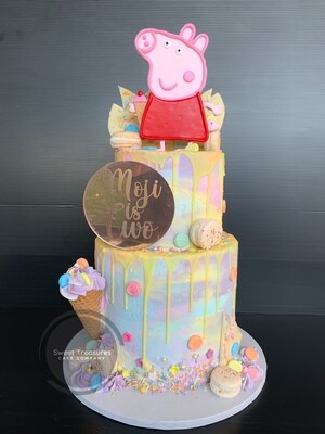 Peppa Pig drip 2 tier cake