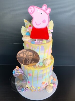 Peppa Pig drip 2 tier cake