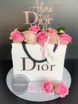 Dior Inspired Gift bag Single tier Cake