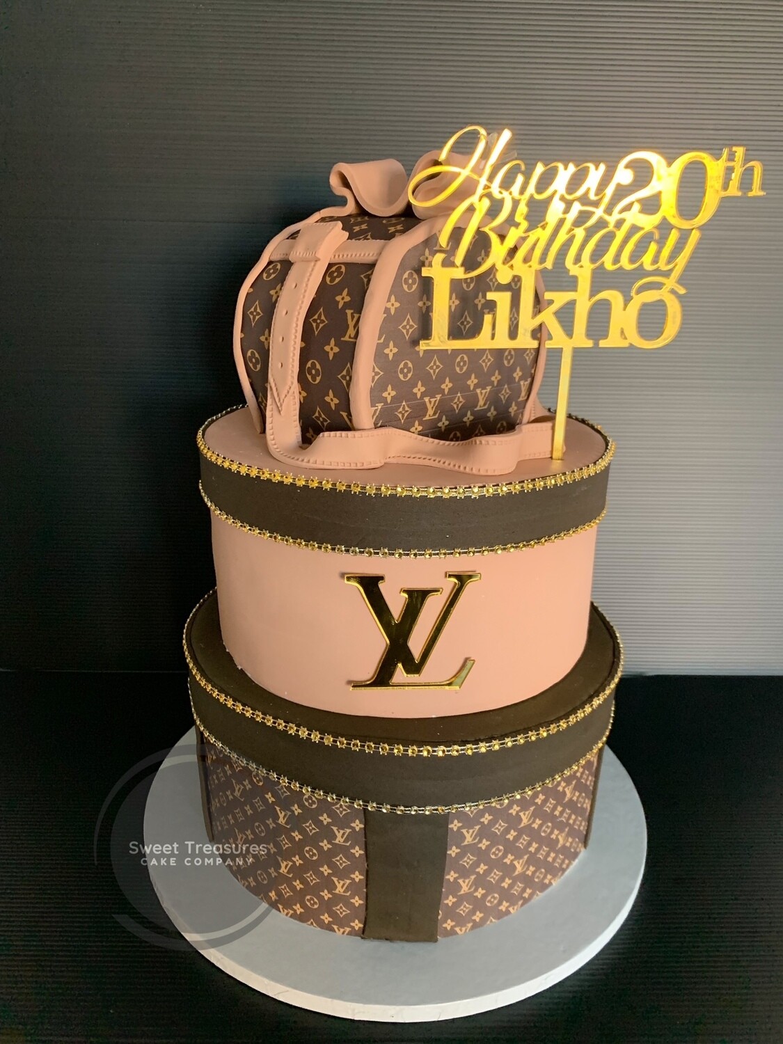 LV inspired 3 tier cake