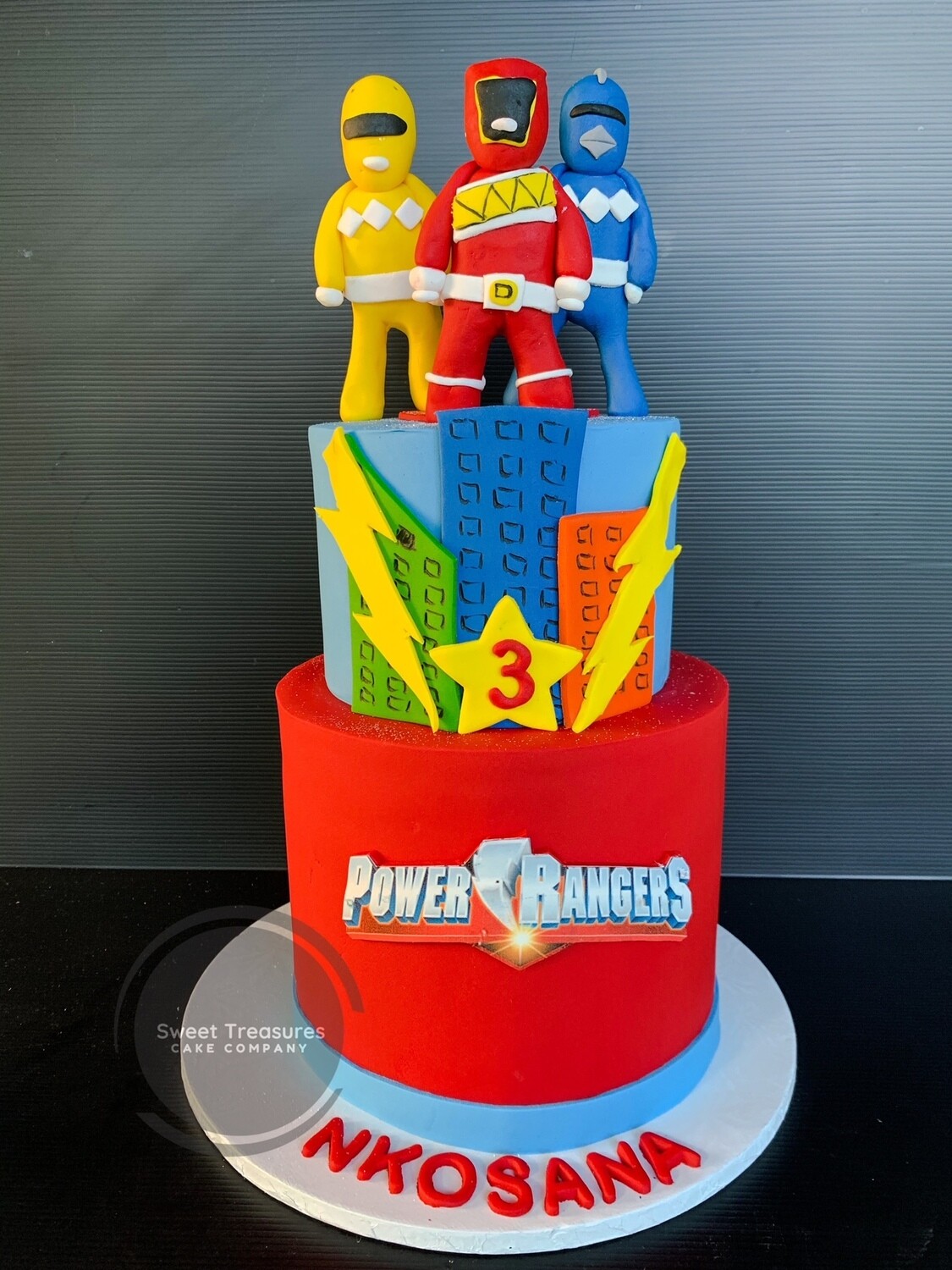 Power rangers 2 tier cake