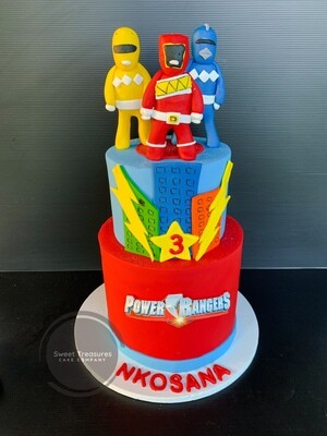 Power rangers 2 tier cake