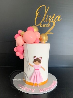 Baby doll sphere balloons Single tier cake