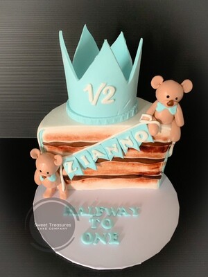 6 months Teddy Half birthday cake