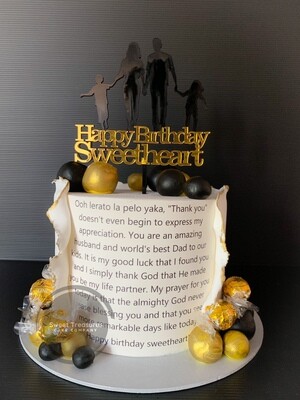 Fondant wrap Single tier cake
