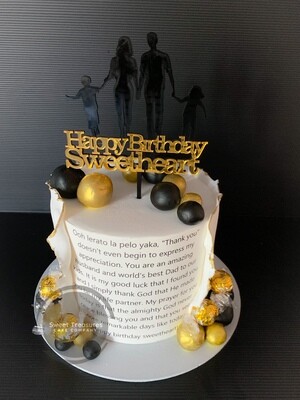 Fondant wrap Single tier cake