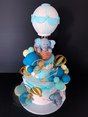 Hot Air Balloon Baby Shower 2 tier Cake