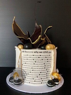 Fondant wrap Single tier cake