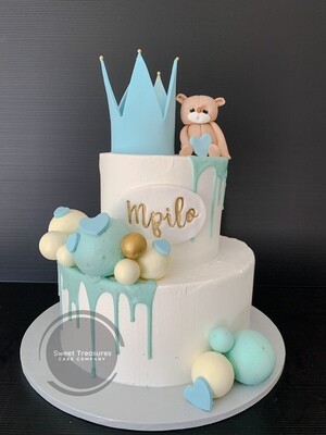 Spheres Crown / teddy 2 tier Cake