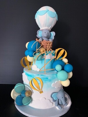 Hot Air Balloon Baby Shower 2 tier Cake