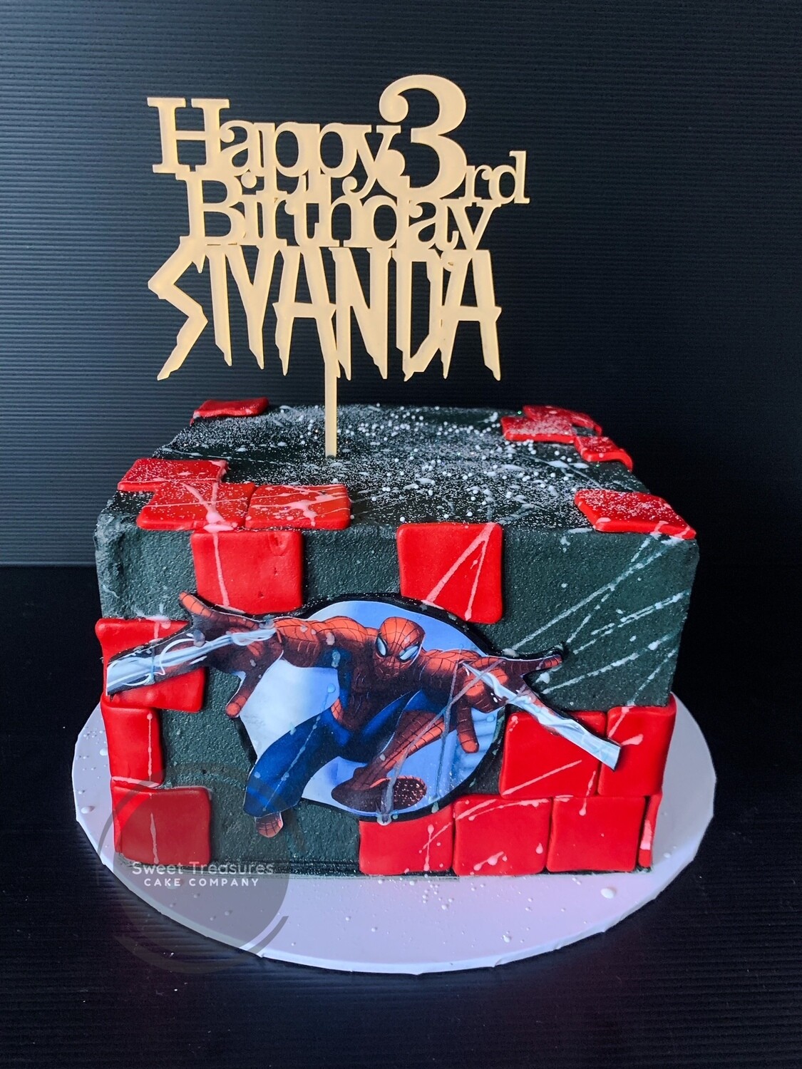 Square Spiderman Single tier Cake
