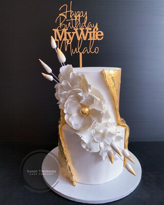 Gold Leaf Wrap 2 tier Cake