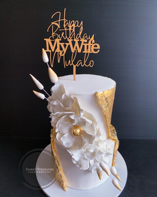 Gold Leaf Wrap 2 tier Cake
