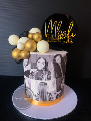 Photos wrapped Single  tier cake