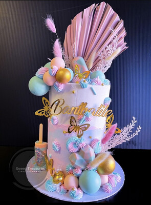 Butterfly themed Palm Single  tier cake