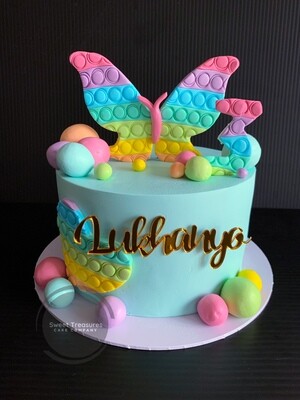 Butterfly Pop It themed Single tier Cake