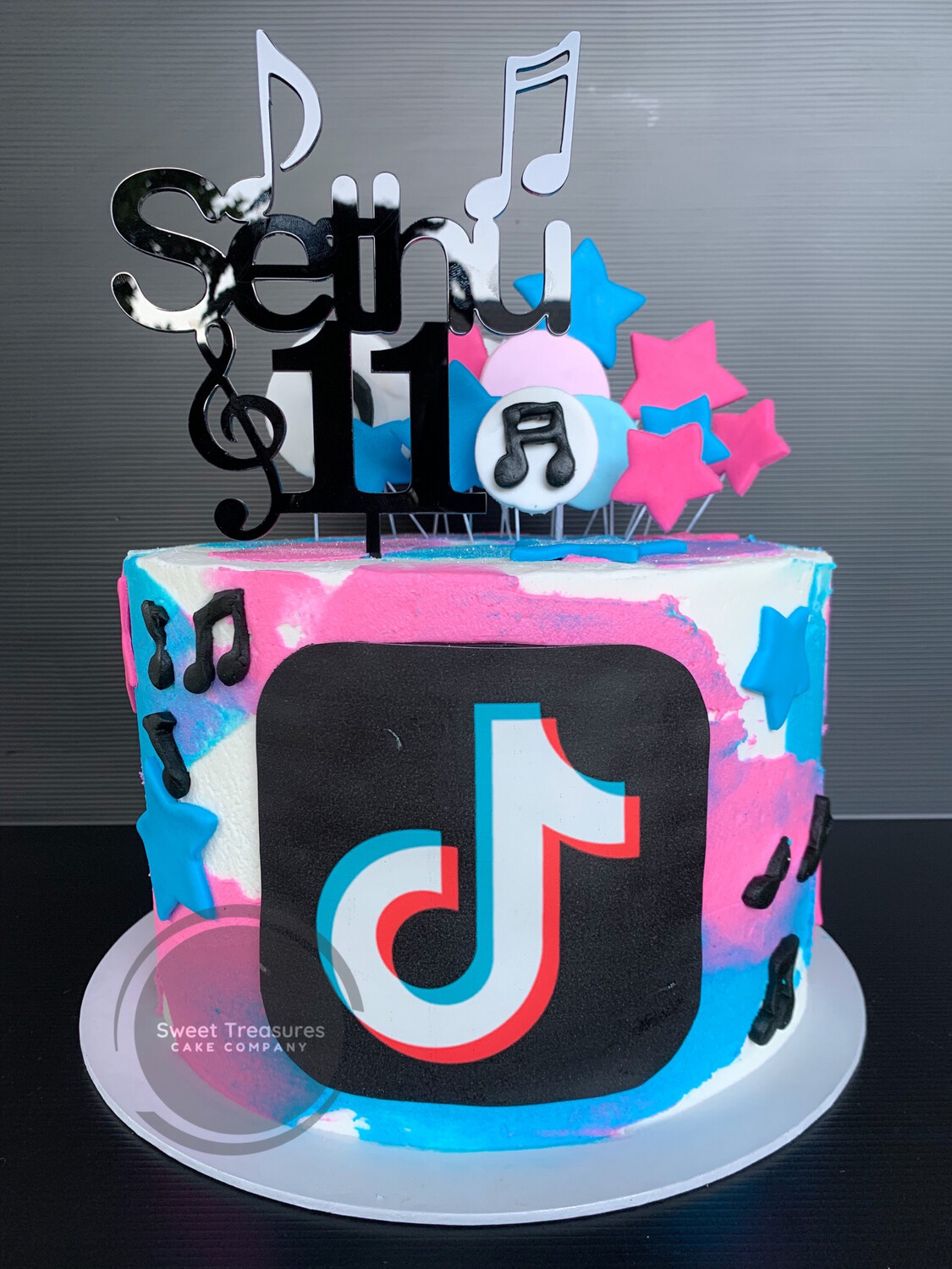Tik Tok Inspired birthday Single tier cake