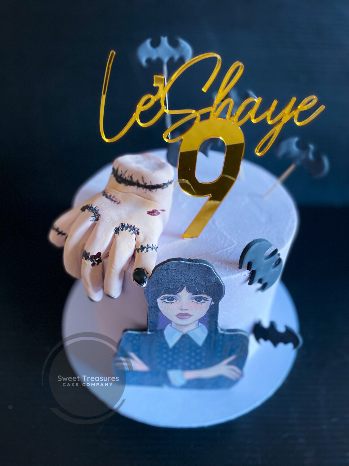 Gothic Glamour (Wednesday) Single Tier Celebration Cake