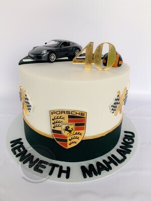 Single Porsche themed birthday cake