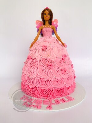 Single tier Black Barbie cake