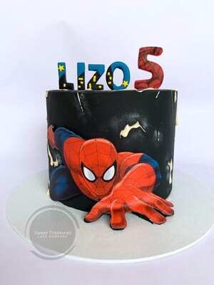 Black Spiderman Single tier Cake