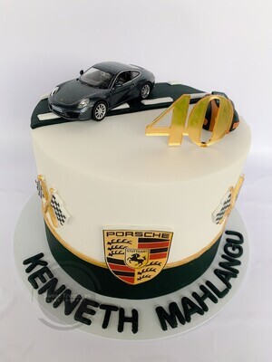 Single Porsche themed birthday cake