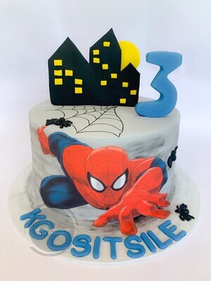 Grey Spiderman Single tier Cake