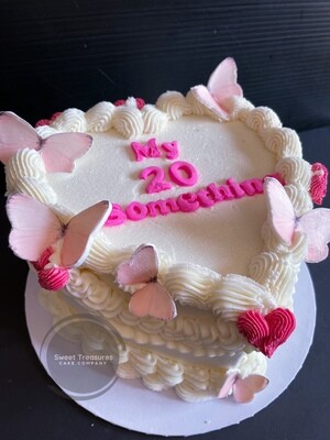 Piped Buttercream Heart shaped Single tier Cake