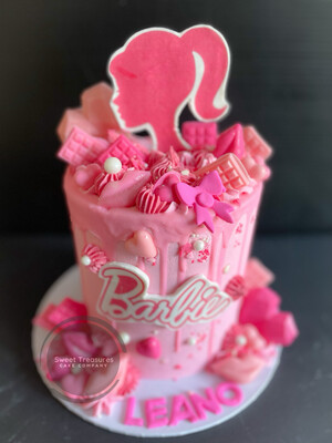 Barbie Single tier Chocolate Drip Cake