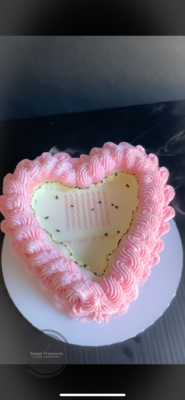 Heart shaped Burn Reveal Buttercream Single tier Cake