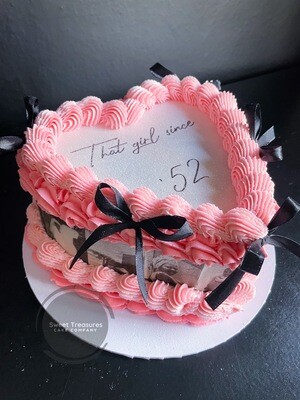 Heart shaped Burn Reveal Photos Buttercream Single tier Cake