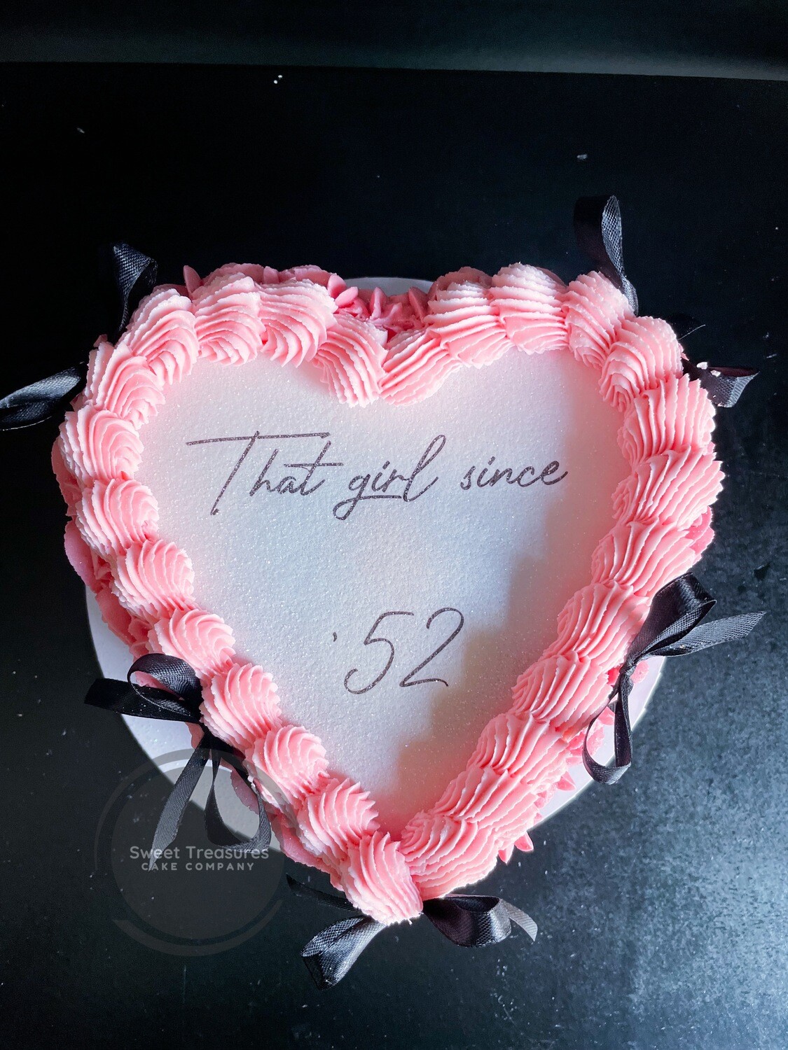 Heart shaped Burn Reveal Photos Buttercream Single tier Cake