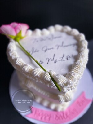 Piped Buttercream Heart shaped Single tier Cake