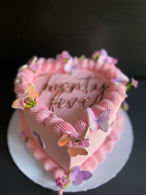 Piped Buttercream Heart shaped Single tier Cake