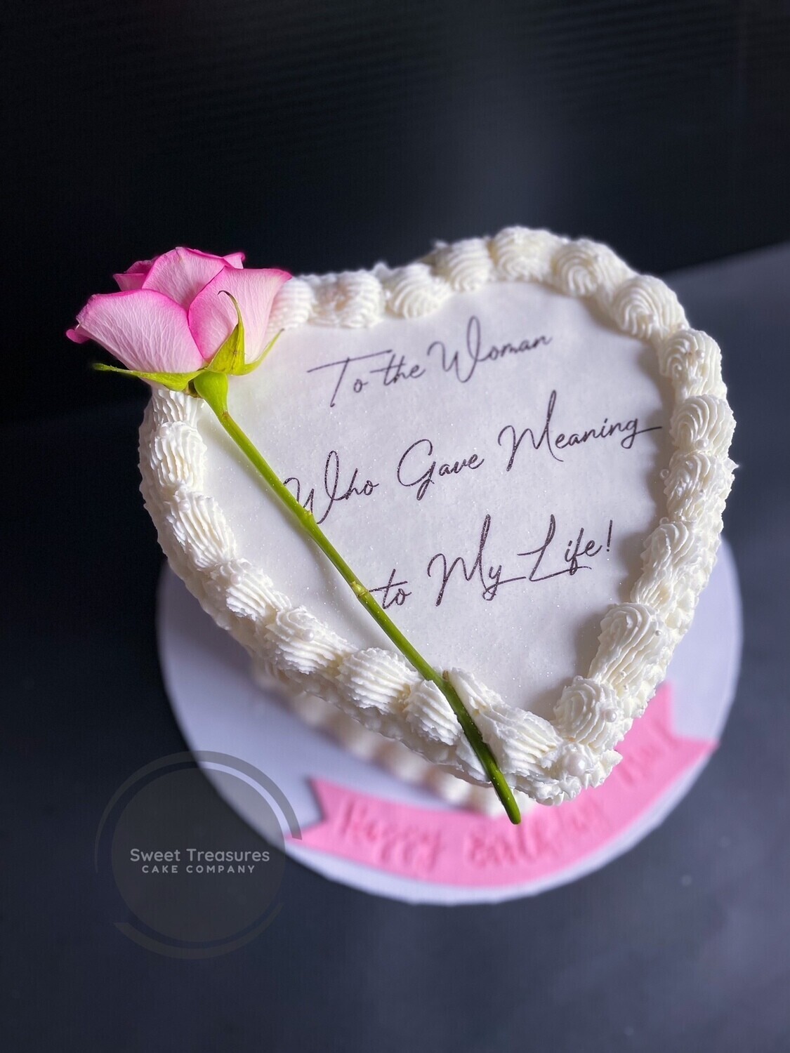 Piped Buttercream Heart shaped Single tier Cake