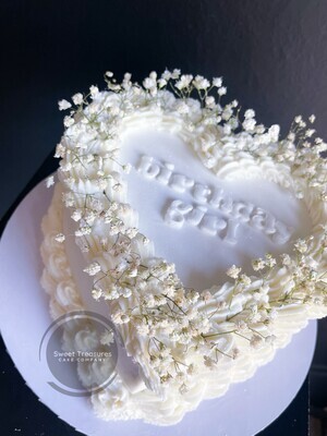 Piped Buttercream Heart shaped Single tier Cake