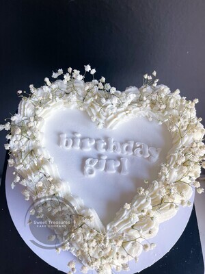 Piped Buttercream Heart shaped Single tier Cake