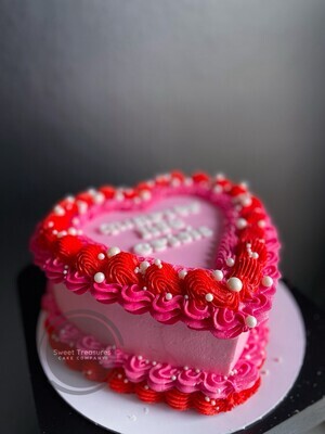 Piped Buttercream Heart shaped Single tier Cake