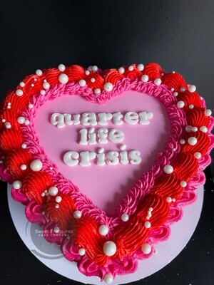 Piped Buttercream Heart shaped Single tier Cake