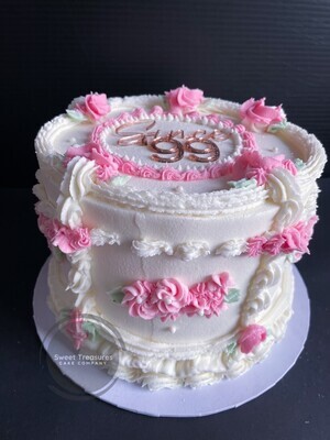Piped Vintage Buttercream Single tier Cake