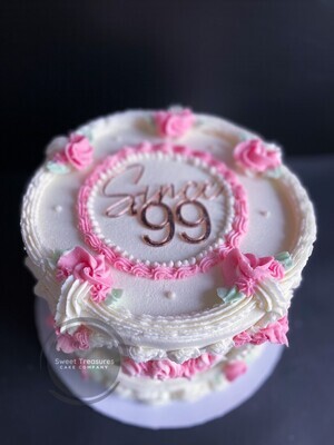Piped Vintage Buttercream Single tier Cake