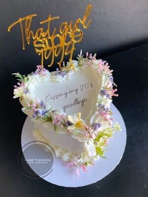 Heart shaped Burn Reveal Buttercream Single tier Cake