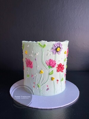Buttercream Flowers Single tier Cake