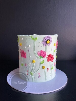 Buttercream Flowers Single tier Cake