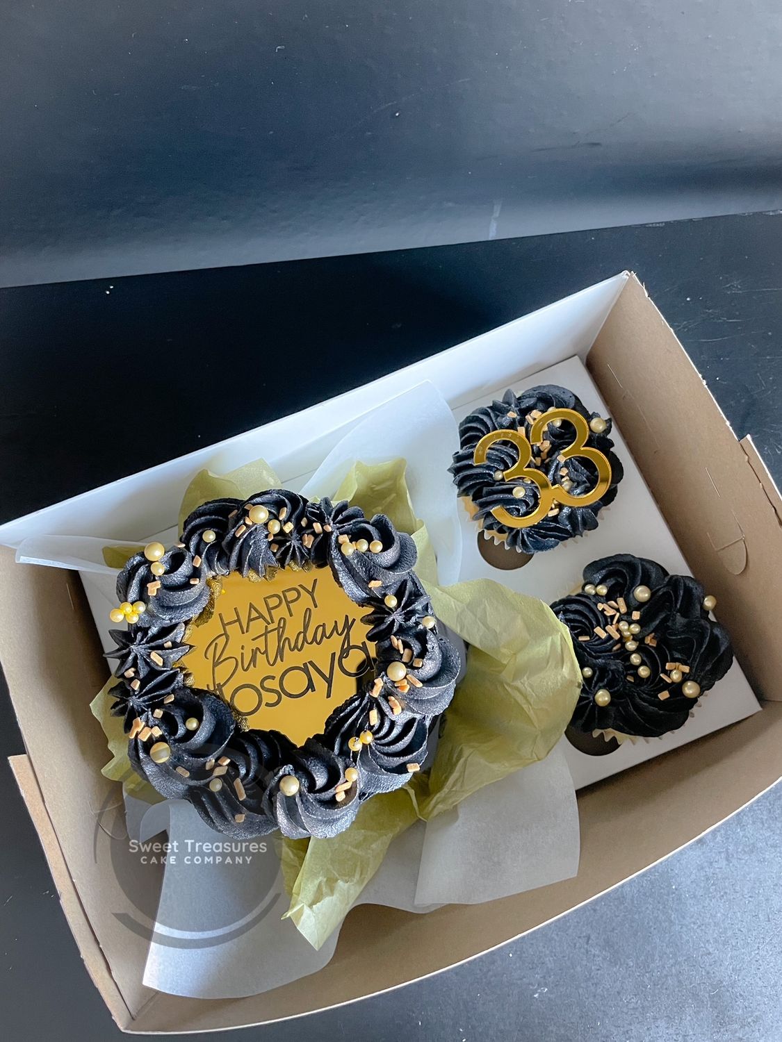 Black and Gold Mirror Bento Cake Box
