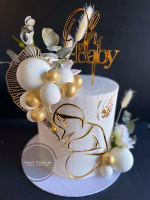Spheres And Blooms Babyshower Cake Single tier cake